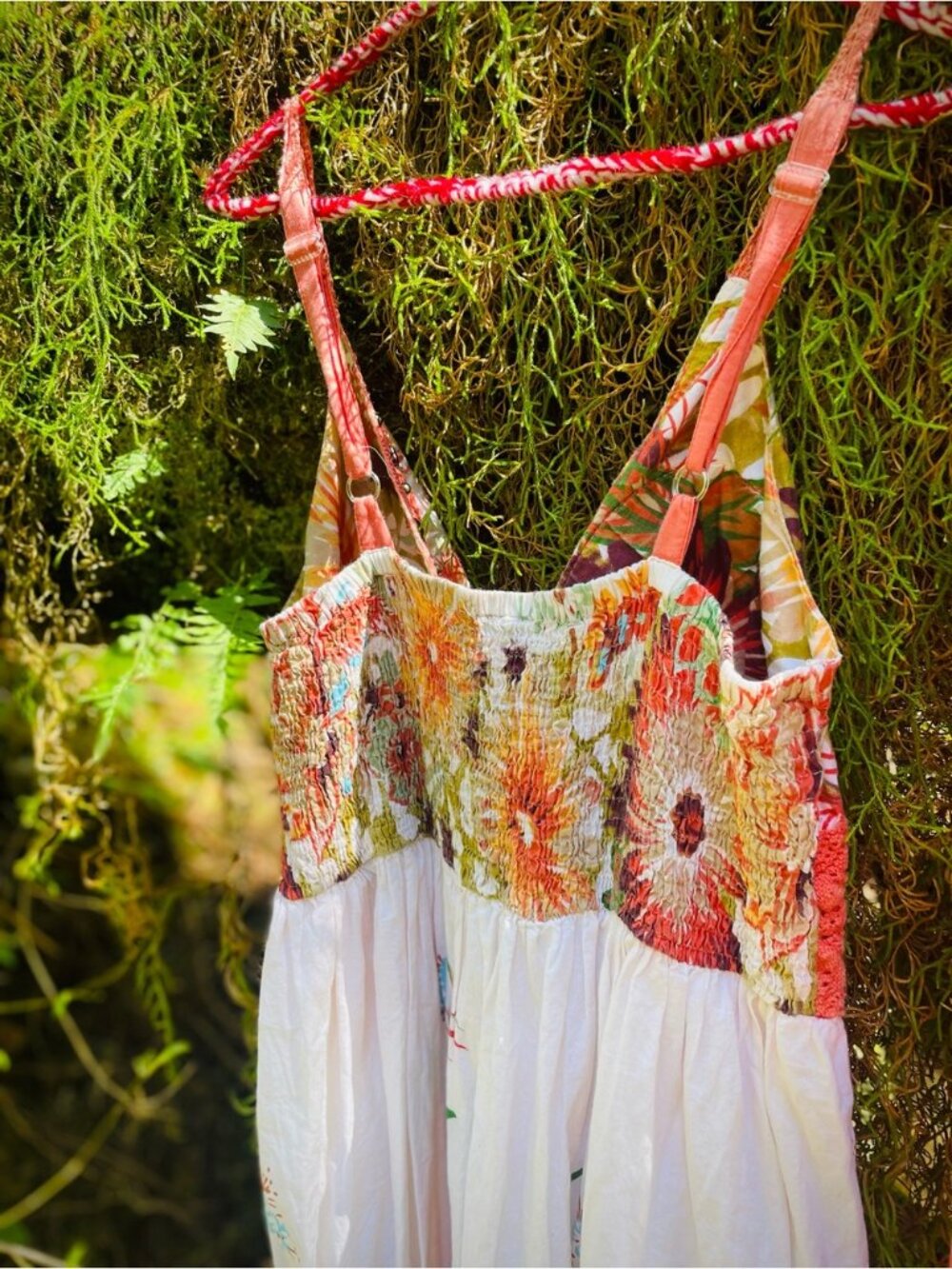 MAGIC | 1X | Floral 100% Cotton Gauze V-Neck Tank Crochet Flowy Boho Maxi Dress - Picture 8 of 12